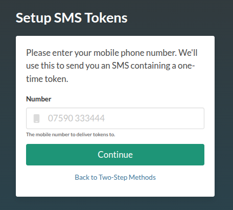 **SMS setup**