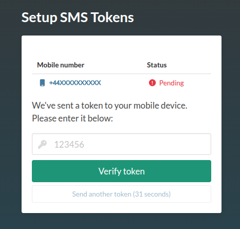 **SMS setup**